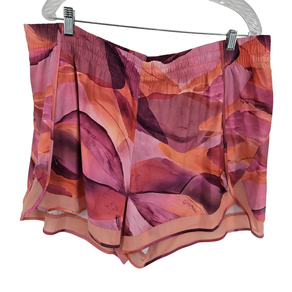 Athleta Pink and Orange Abstract Print Athletic Shorts